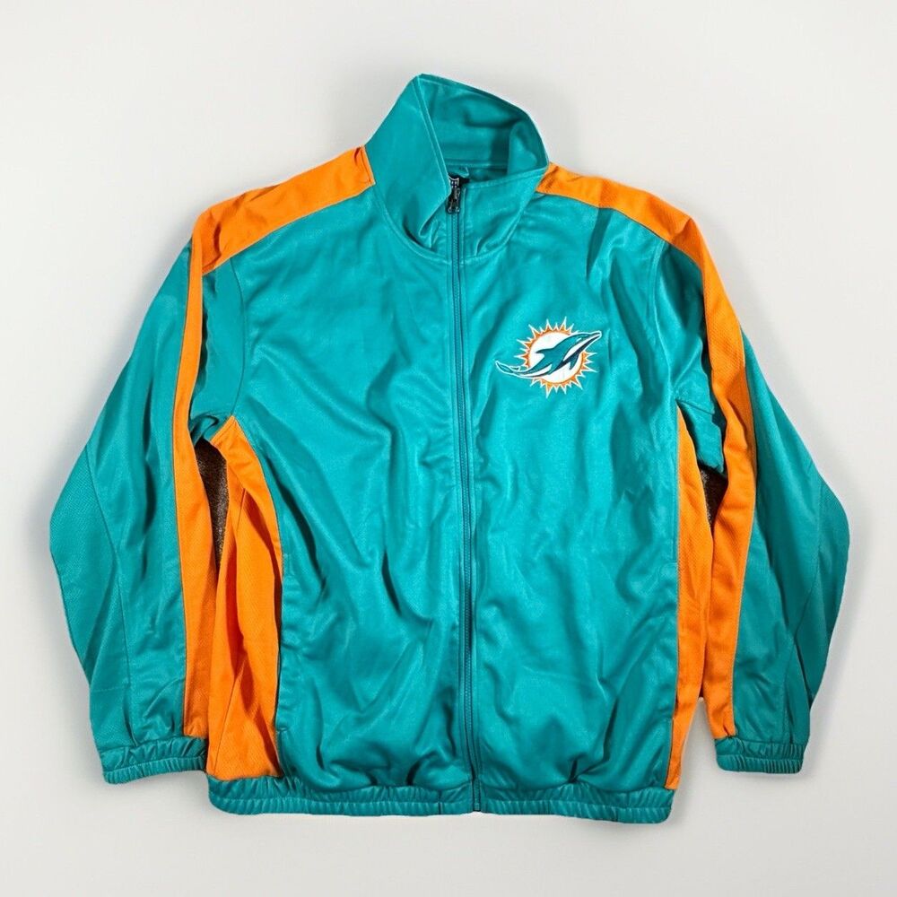 NFL G-lll  Miami Dolphins Lightweight Windbreaker Jacket Aqua Leaping Men Size L